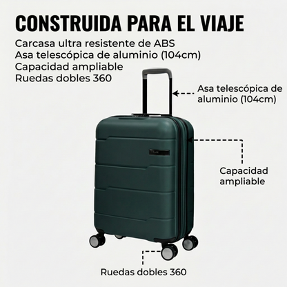 Maleta de Cabina 55x40x20 Expandible Vigo | Rígida 4 Ruedas TSA | 6 Colores