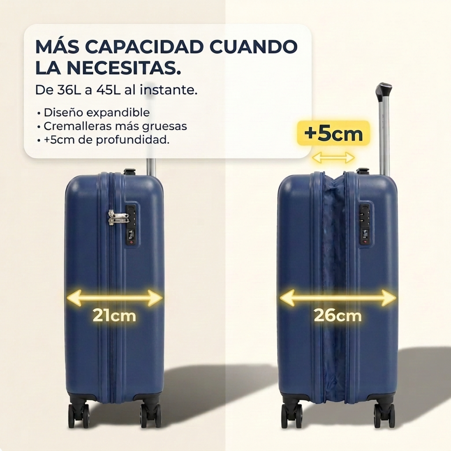 Maleta de Cabina 55x40x20 | Expandible - Rigida y con Ruedas