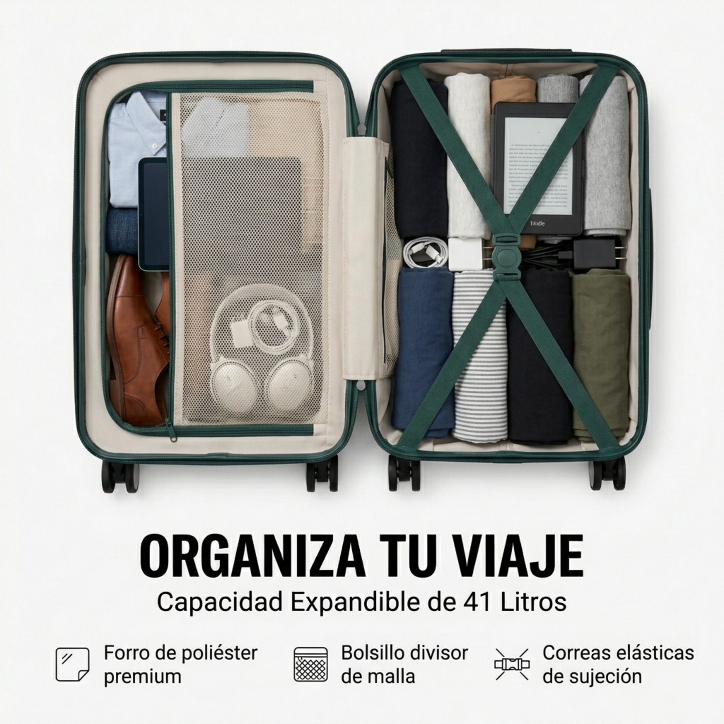 Maleta de Cabina Vigo 55x40x20 Rígida | Expandible 4 Ruedas TSA | 6 Colores